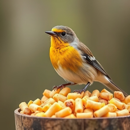 Birds pecking at scattered peanuts