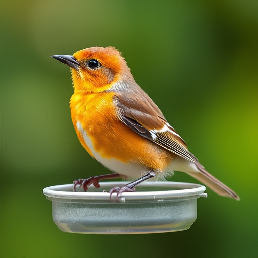 Birds perched on compact feeding station