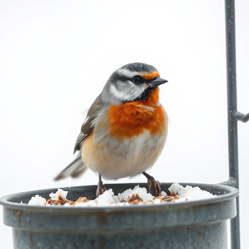 Birds perched on snowy bird feeder