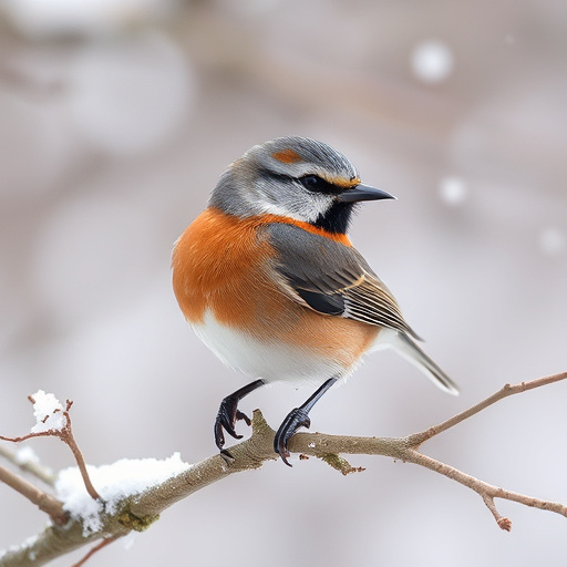 Birds perched on snowy bird feeder