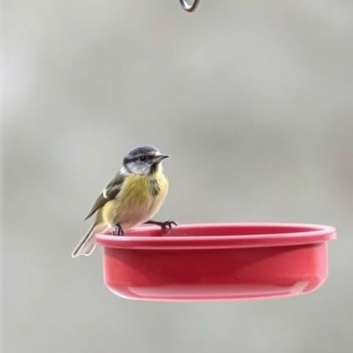 Birds perched on transparent window feeder
