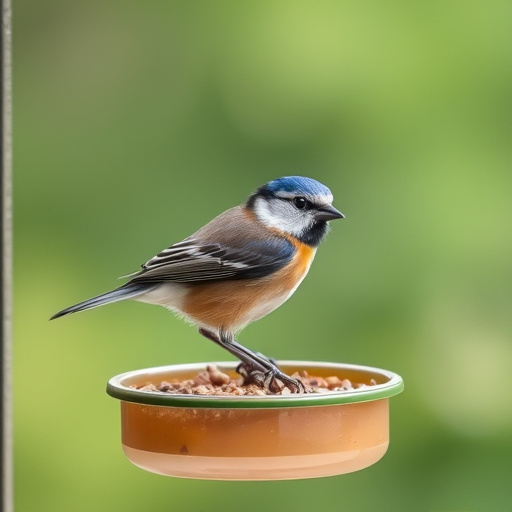 Birds perched on transparent window feeder