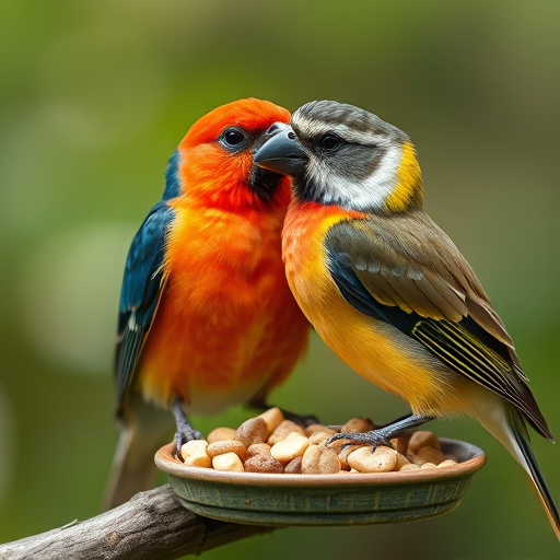 Birds perched on weatherproof feeder