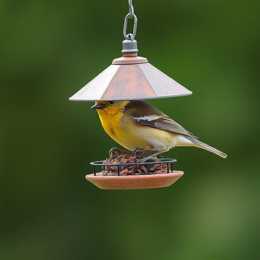 Birds perched on weatherproof feeder
