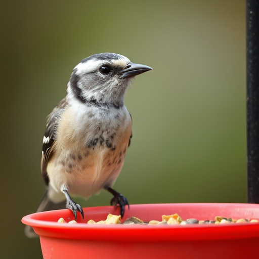 Birds perched on weatherproof feeder
