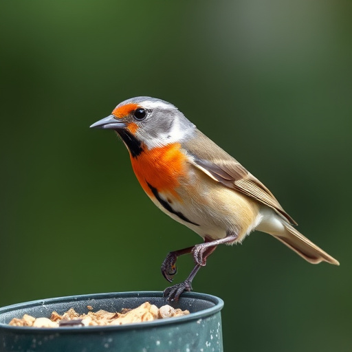 Birds perched on weatherproof feeder
