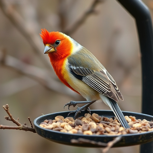Birds sheltering under weatherproof feeder