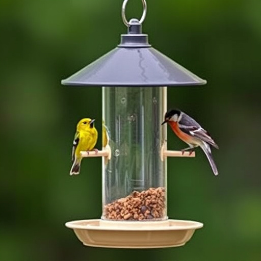Birds using feeder without seed mess