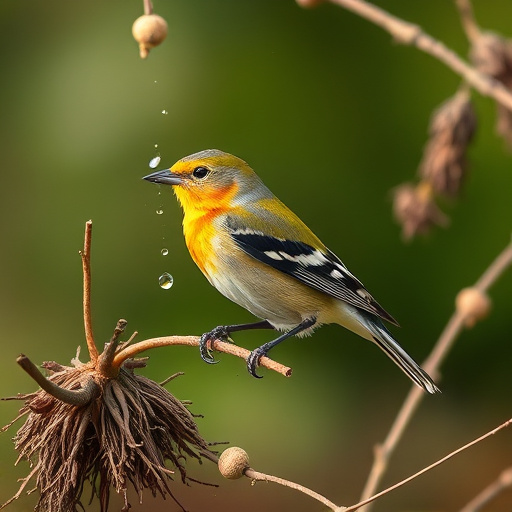 Birds using feeder without seed mess