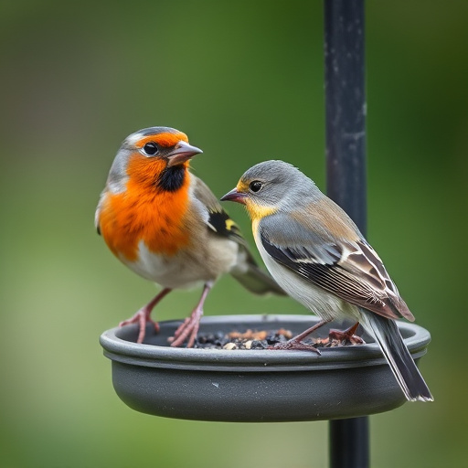 Birds using feeder without seed mess