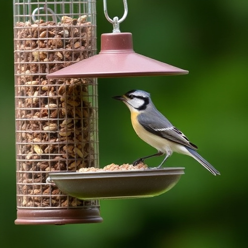 Birds using feeder without seed mess