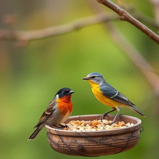 Birdseed mix in mesh feeder bag