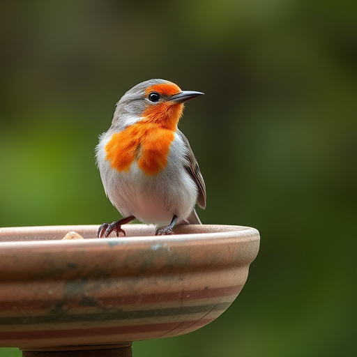 Blackbird drinking from moss-covered pedestal bath