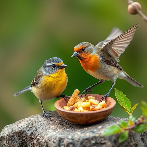Blue tit feeding on caterpillars
