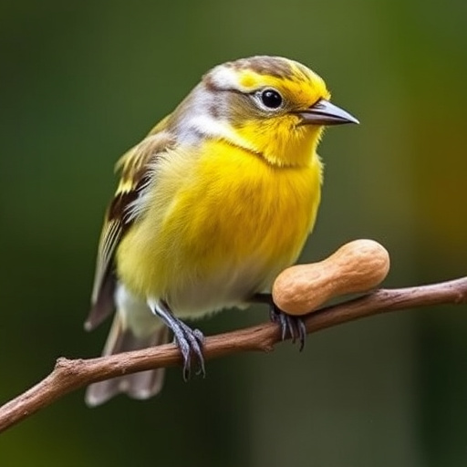Blue tit feeding on hanging peanut feeder