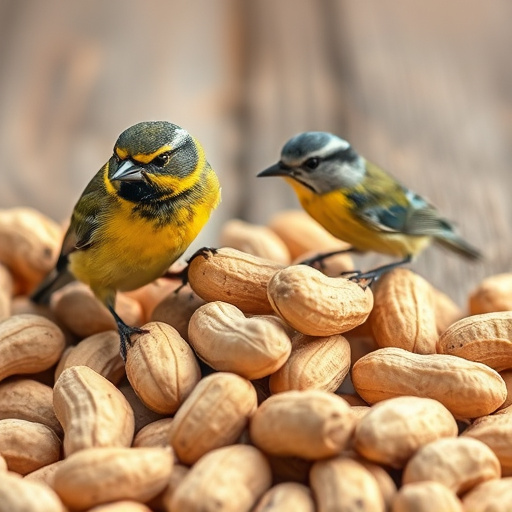 Blue tit feeding on hanging peanut feeder
