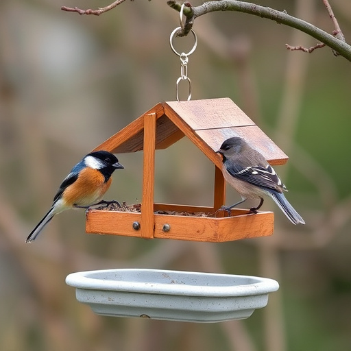 Blue tit perched on hanging feeder