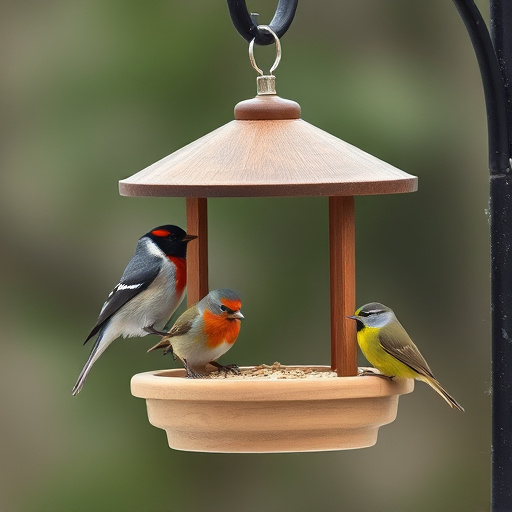 Blue tit perched on hanging feeder