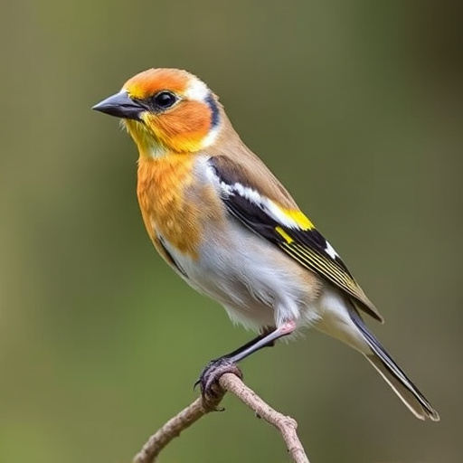 Bright yellow finch perched on mesh tube