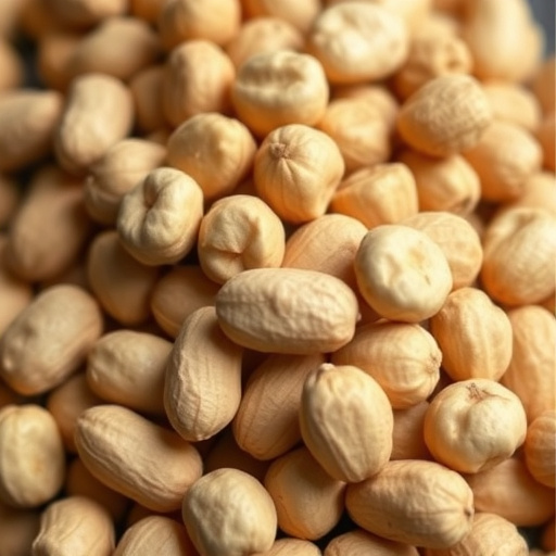 Bulk bags of peanuts stacked neatly