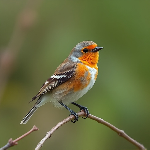 Chaffinch perched on wooden fence