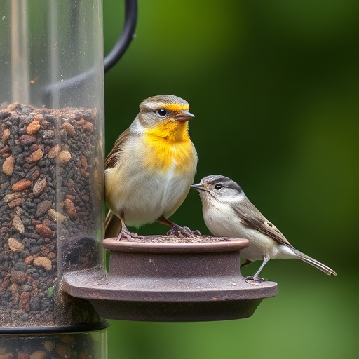 Clear window-mounted bird feeder with birds