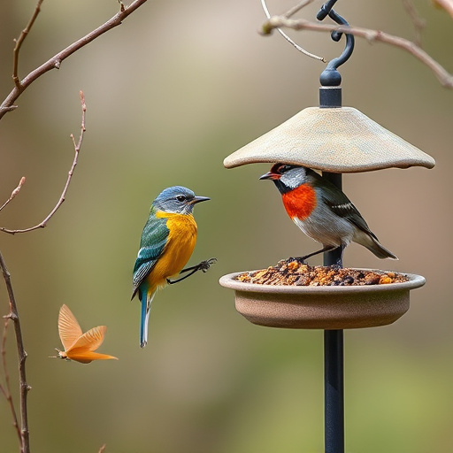 Close-up of birds on feeding station