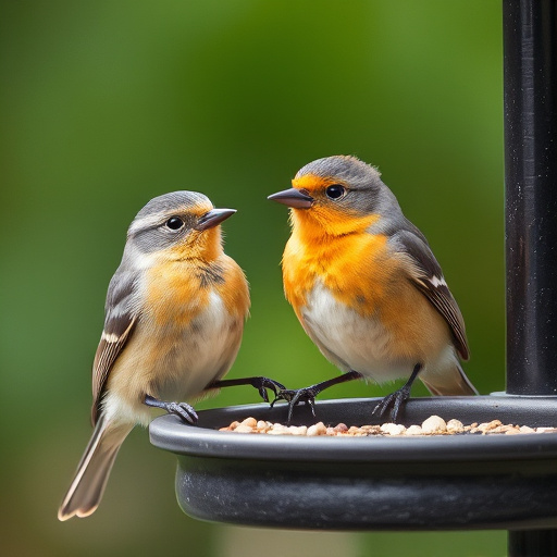 Close-up of birds on feeding station