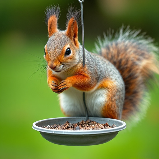 Close-up of feeder mechanism blocking squirrels