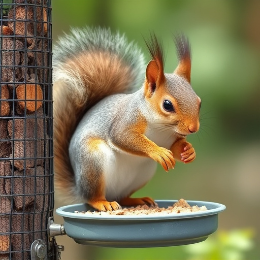 Close-up of feeder mechanism blocking squirrels