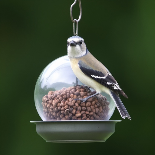 Close-up of filled fat ball holder