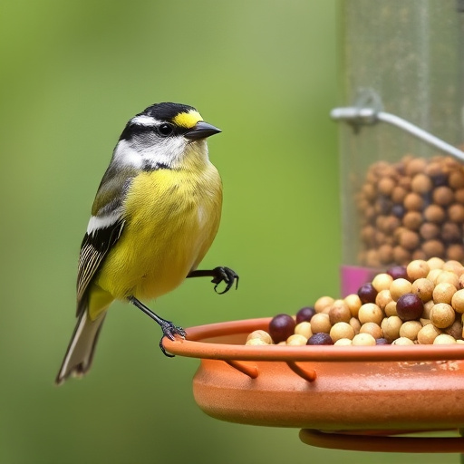 Close-up of filled fat ball holder