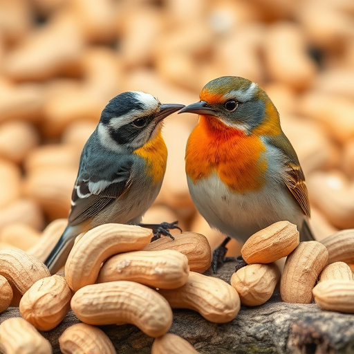 Close-up of peanuts on feeding table