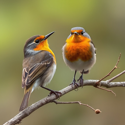 Close-up of seeds attracting small robins