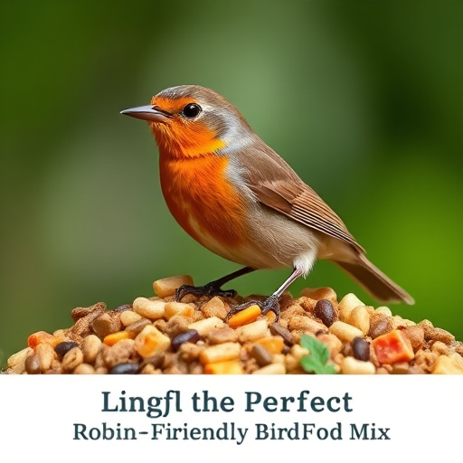 Close-up of seeds attracting small robins