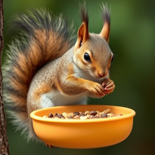 Close-up of squirrel being deterred feeder