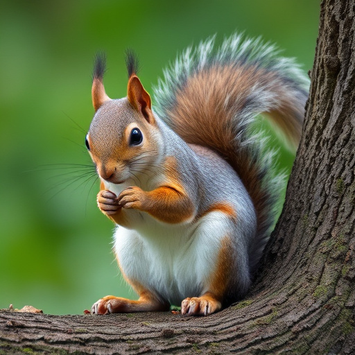 Close-up of squirrel being deterred feeder