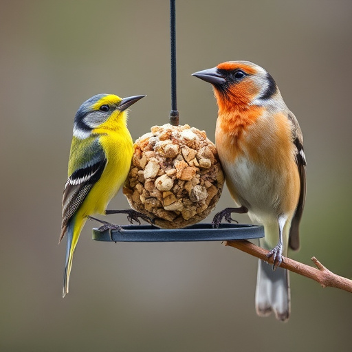 Close-up of suet feeder with robin