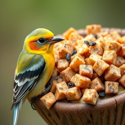 Close-up of suet pellets in feeder