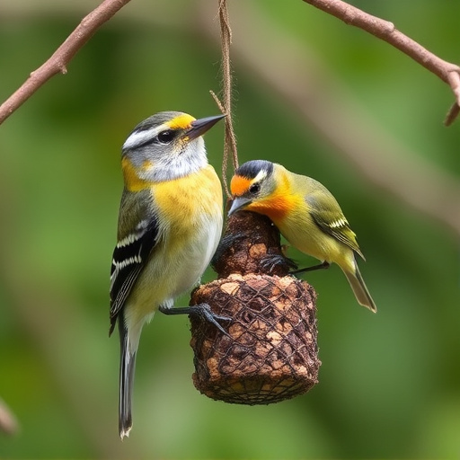 Close-up of suet pellets in feeder