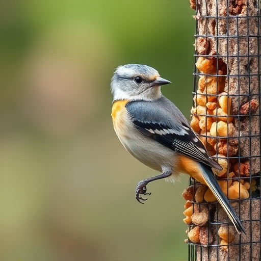 Close-up of suet pellets in feeder