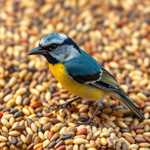 Close-up of sunflower and millet seeds