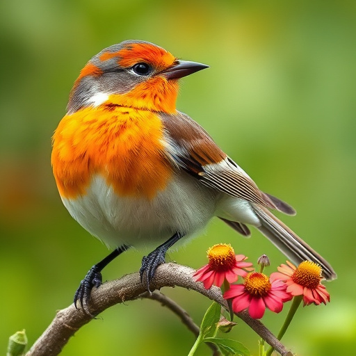 Colorful birds on hanging feeders