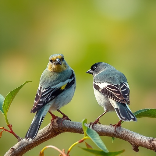 Colourful finches perched near seed mix