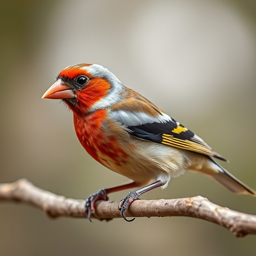 Colourful finches perched near seed mix