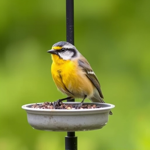 Compact bird feeding station with small birds