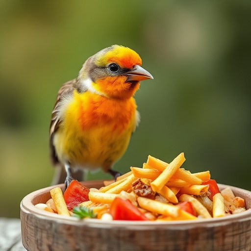 Cooked rice scattered for garden birds