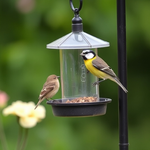 Covered bird feeder preventing seed spills