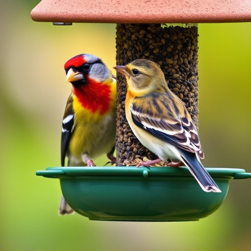 Covered bird feeder preventing seed spills