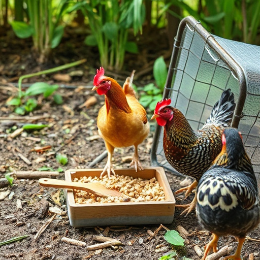 Covered ground feeder in shaded garden